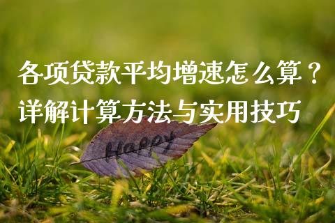 各项贷款平均增速怎么算？详解计算方法与实用技巧_https://www.lcjysmgs.com_恒生指数直播_第1张