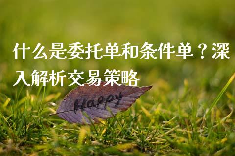 什么是委托单和条件单？深入解析交易策略_https://www.lcjysmgs.com_黄金期货直播喊单_第1张