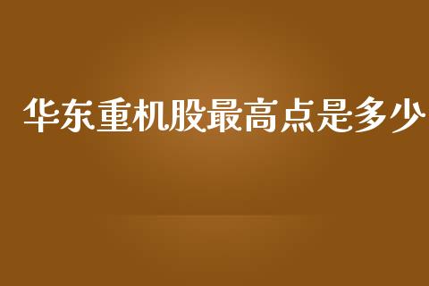 华东重机股最高点是多少_https://www.lcjysmgs.com_恒指直播平台_第1张