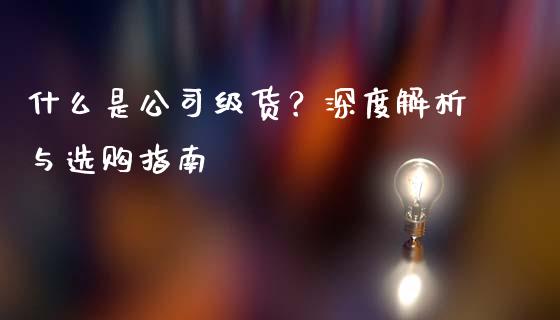 什么是公司级货？深度解析与选购指南_https://www.lcjysmgs.com_黄金期货直播喊单_第1张