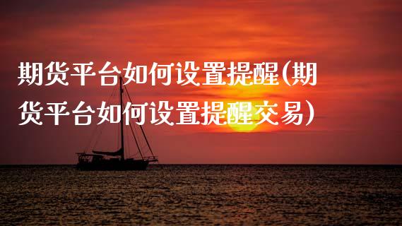 期货平台如何设置提醒(期货平台如何设置提醒交易)_https://www.lcjysmgs.com_恒生指数直播_第1张