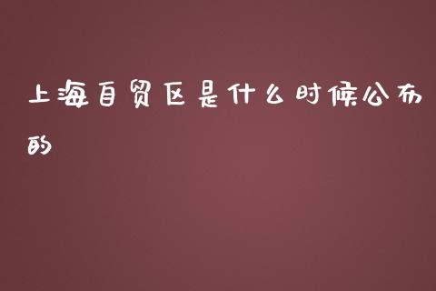 上海自贸区是什么时候公布的_https://www.lcjysmgs.com_恒指直播平台_第1张