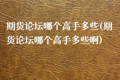 期货论坛哪个高手多些(期货论坛哪个高手多些啊)_https://www.lcjysmgs.com_德指行情直播_第1张