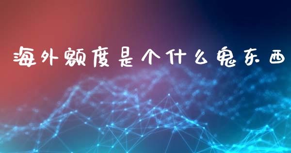 海外额度是个什么鬼东西_https://www.lcjysmgs.com_德指行情直播_第1张