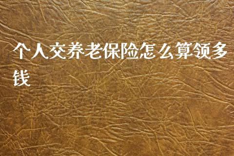个人交养老保险怎么算领多钱_https://www.lcjysmgs.com_恒生指数直播_第1张