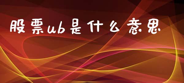 股票ub是什么意思_https://www.lcjysmgs.com_德指行情直播_第1张