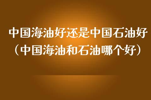 中国海油好还是中国石油好（中国海油和石油哪个好）_https://www.lcjysmgs.com_恒生指数直播_第1张