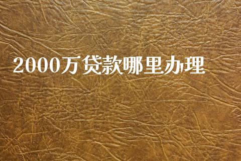 2000万贷款哪里办理_https://www.lcjysmgs.com_黄金期货直播喊单_第1张