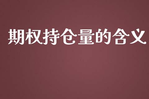 期权持仓量的含义_https://www.lcjysmgs.com_恒指直播平台_第1张