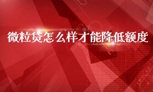 微粒贷怎么样才能降低额度_https://www.lcjysmgs.com_恒生指数直播_第1张