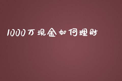 1000万现金如何理财_https://www.lcjysmgs.com_恒生指数直播_第1张