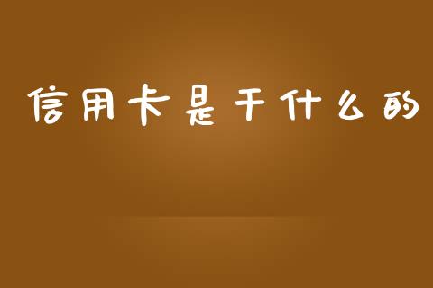 信用卡是干什么的_https://www.lcjysmgs.com_恒生指数直播_第1张