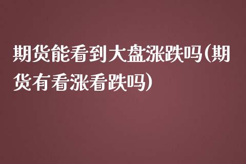 期货能看到大盘涨跌吗(期货有看涨看跌吗)_https://www.lcjysmgs.com_黄金期货直播喊单_第1张