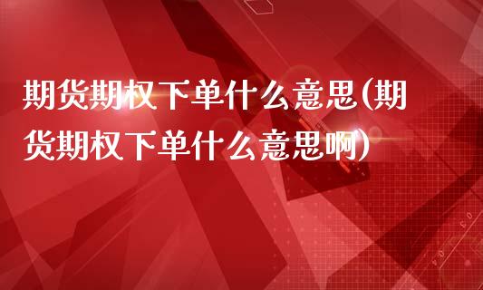 期货期权下单什么意思(期货期权下单什么意思啊)_https://www.lcjysmgs.com_恒生指数直播_第1张