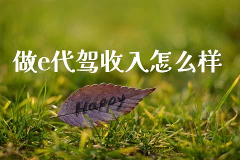 做e代驾收入怎么样_https://www.lcjysmgs.com_德指行情直播_第1张