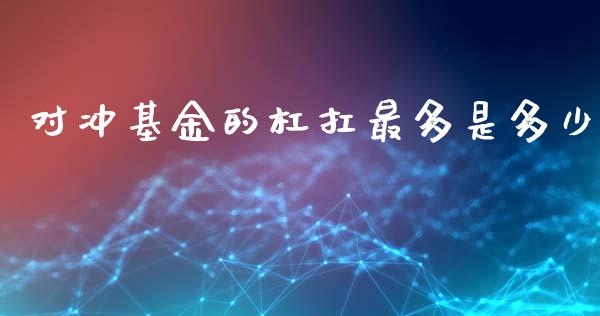 对冲基金的杠扛最多是多少_https://www.lcjysmgs.com_黄金期货直播喊单_第1张
