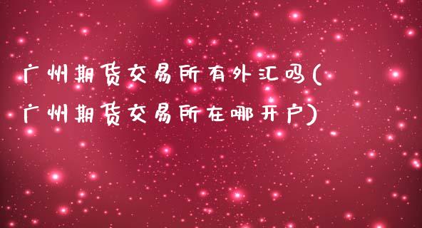 广州期货交易所有外汇吗(广州期货交易所在哪开户)_https://www.lcjysmgs.com_恒指直播平台_第1张