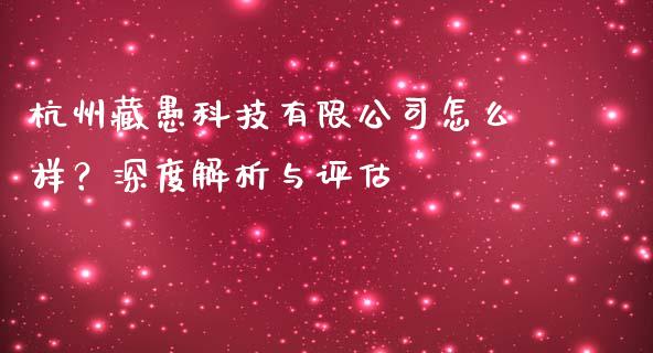 杭州藏愚科技有限公司怎么样？深度解析与评估_https://www.lcjysmgs.com_恒指直播平台_第1张