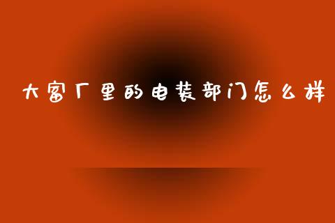 大富厂里的电装部门怎么样_https://www.lcjysmgs.com_黄金期货直播喊单_第1张