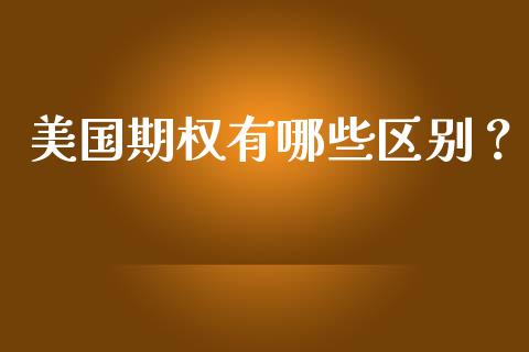 美国期权有哪些区别？_https://www.lcjysmgs.com_恒生指数直播_第1张