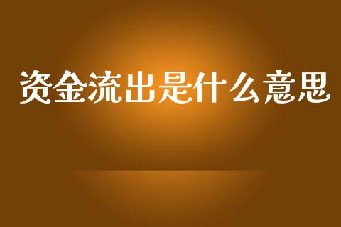 资金流出是什么意思_https://www.lcjysmgs.com_德指行情直播_第1张
