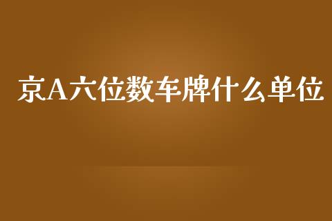 京A六位数车牌什么单位_https://www.lcjysmgs.com_恒生指数直播_第1张