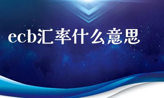 ecb汇率什么意思_https://www.lcjysmgs.com_恒生指数直播_第1张