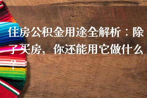 住房公积金用途全解析：除了买房，你还能用它做什么？_https://www.lcjysmgs.com_黄金期货直播喊单_第1张