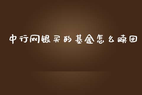 中行网银买的基金怎么赎回_https://www.lcjysmgs.com_恒指直播平台_第1张