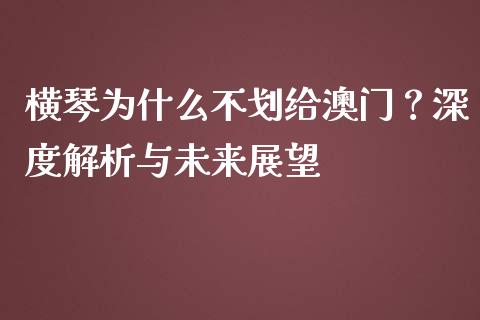 横琴为什么不划给澳门？深度解析与未来展望_https://www.lcjysmgs.com_恒生指数直播_第1张
