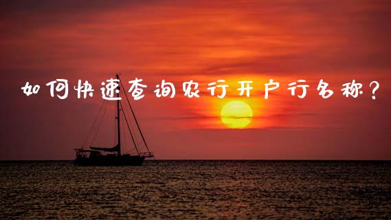 如何快速查询农行开户行名称？_https://www.lcjysmgs.com_恒生指数直播_第1张