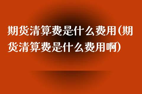 期货清算费是什么费用(期货清算费是什么费用啊)_https://www.lcjysmgs.com_黄金期货直播喊单_第1张