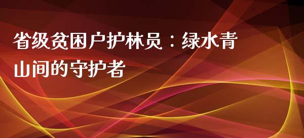 省级贫困户护林员：绿水青山间的守护者_https://www.lcjysmgs.com_恒生指数直播_第1张