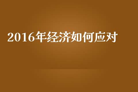 2016年经济如何应对_https://www.lcjysmgs.com_恒指直播平台_第1张