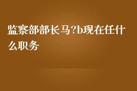 监察部部长马?b现在任什么职务_https://www.lcjysmgs.com_恒生指数直播_第1张