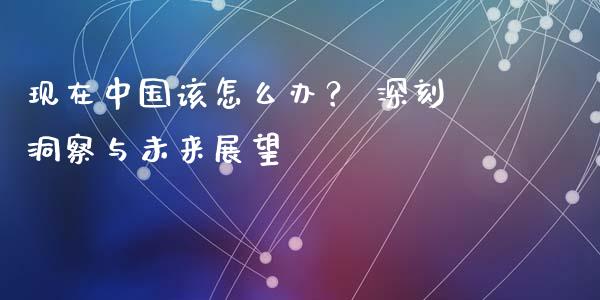 现在中国该怎么办？ 深刻洞察与未来展望_https://www.lcjysmgs.com_德指行情直播_第1张