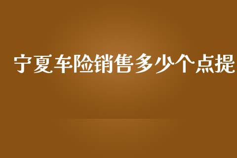 宁夏车险销售多少个点提_https://www.lcjysmgs.com_恒生指数直播_第1张