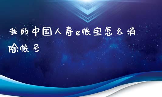 我的中国人寿e帐宝怎么消除帐号_https://www.lcjysmgs.com_恒指直播平台_第1张