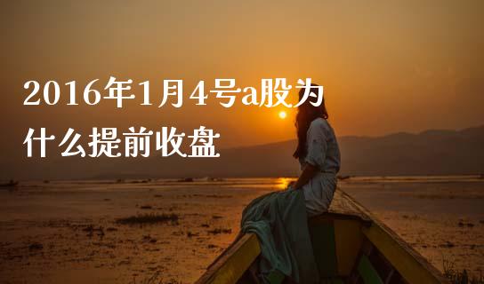2016年1月4号a股为什么提前收盘_https://www.lcjysmgs.com_黄金期货直播喊单_第1张