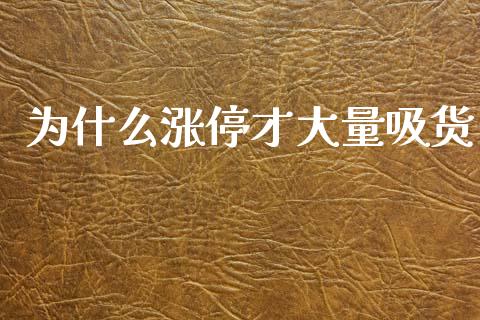为什么涨停才大量吸货_https://www.lcjysmgs.com_恒生指数直播_第1张