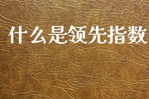 什么是领先指数_https://www.lcjysmgs.com_德指行情直播_第1张