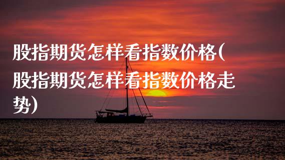 股指期货怎样看指数价格(股指期货怎样看指数价格走势)_https://www.lcjysmgs.com_恒生指数直播_第1张