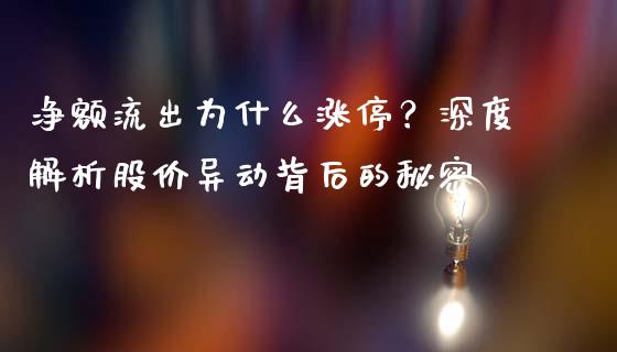 净额流出为什么涨停？深度解析股价异动背后的秘密_https://www.lcjysmgs.com_黄金期货直播喊单_第1张