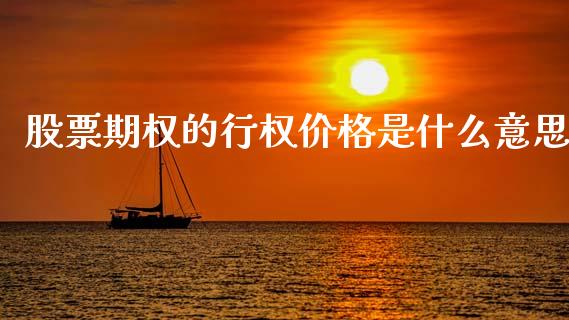 股票期权的行权价格是什么意思_https://www.lcjysmgs.com_恒生指数直播_第1张